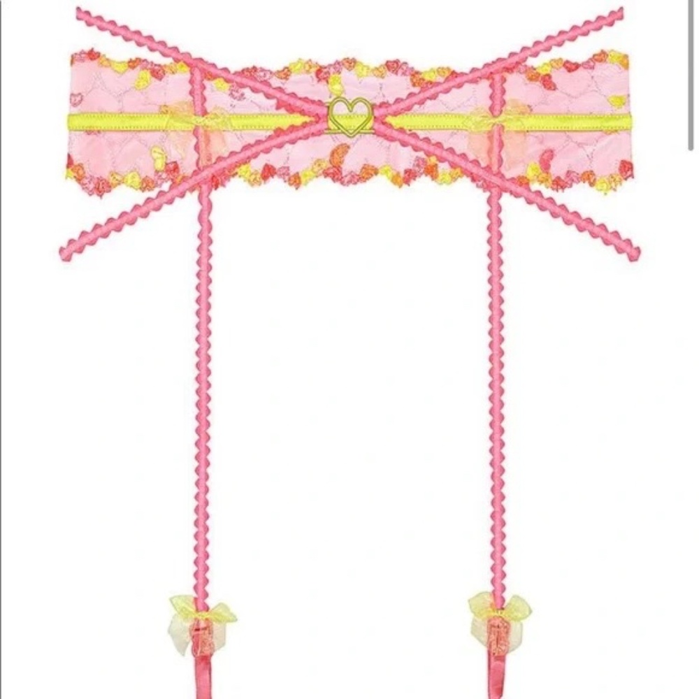 New! GARTER For Love & Lemons Tossed Hearts Embroidered Garter 31345